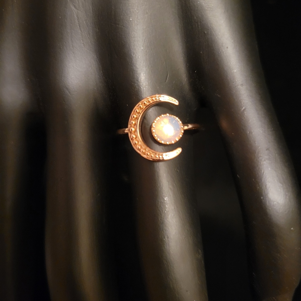 2/$20 Celestial Rose Gold Crescent Moon Ring